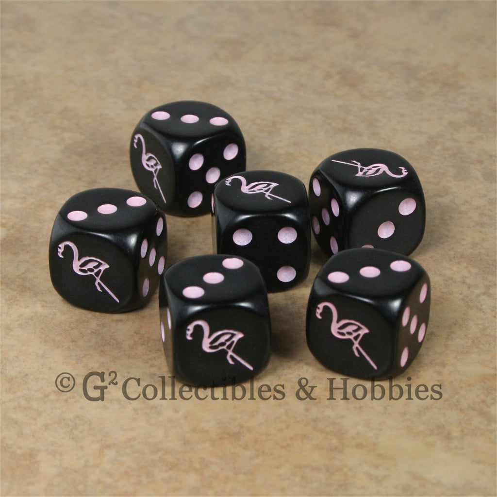 Flamingo 6pc Dice Set - Black