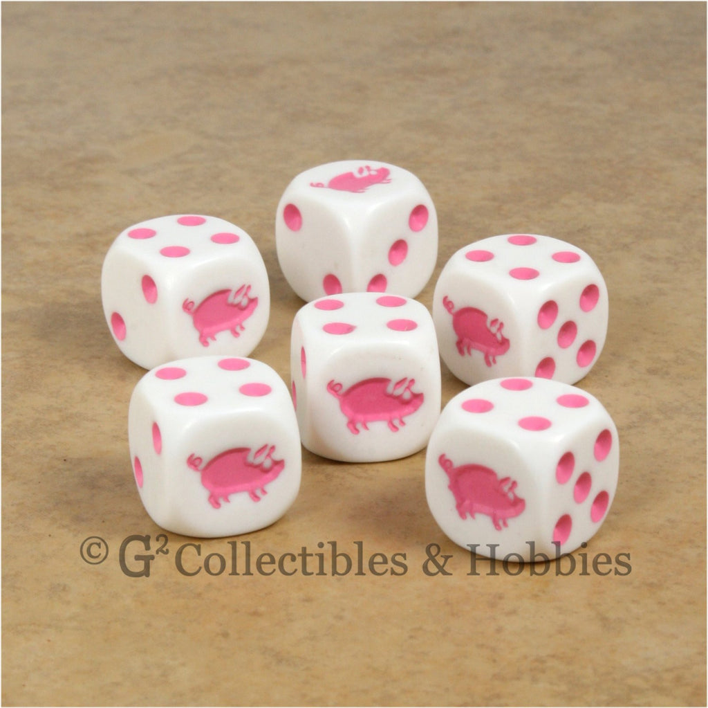 Pig 6pc Dice Set - White