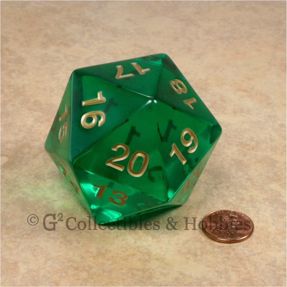 D20 Giant 55mm Transparent Emerald