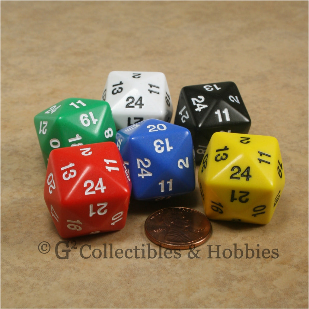 D24 Opaque 6pc Dice Set - 6 Colors