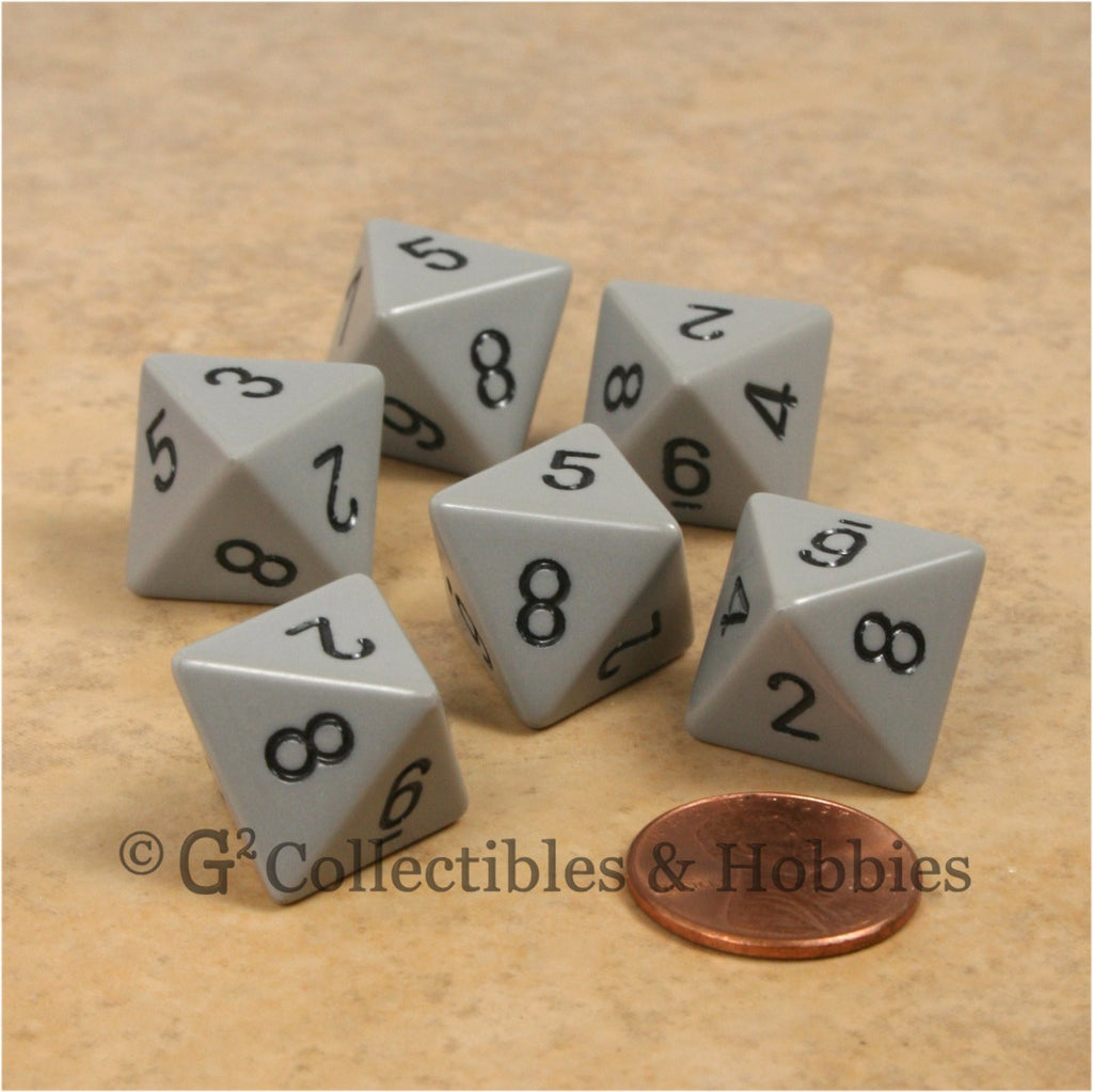 D8 RPG Dice Set : Opaque 6pc - Gray