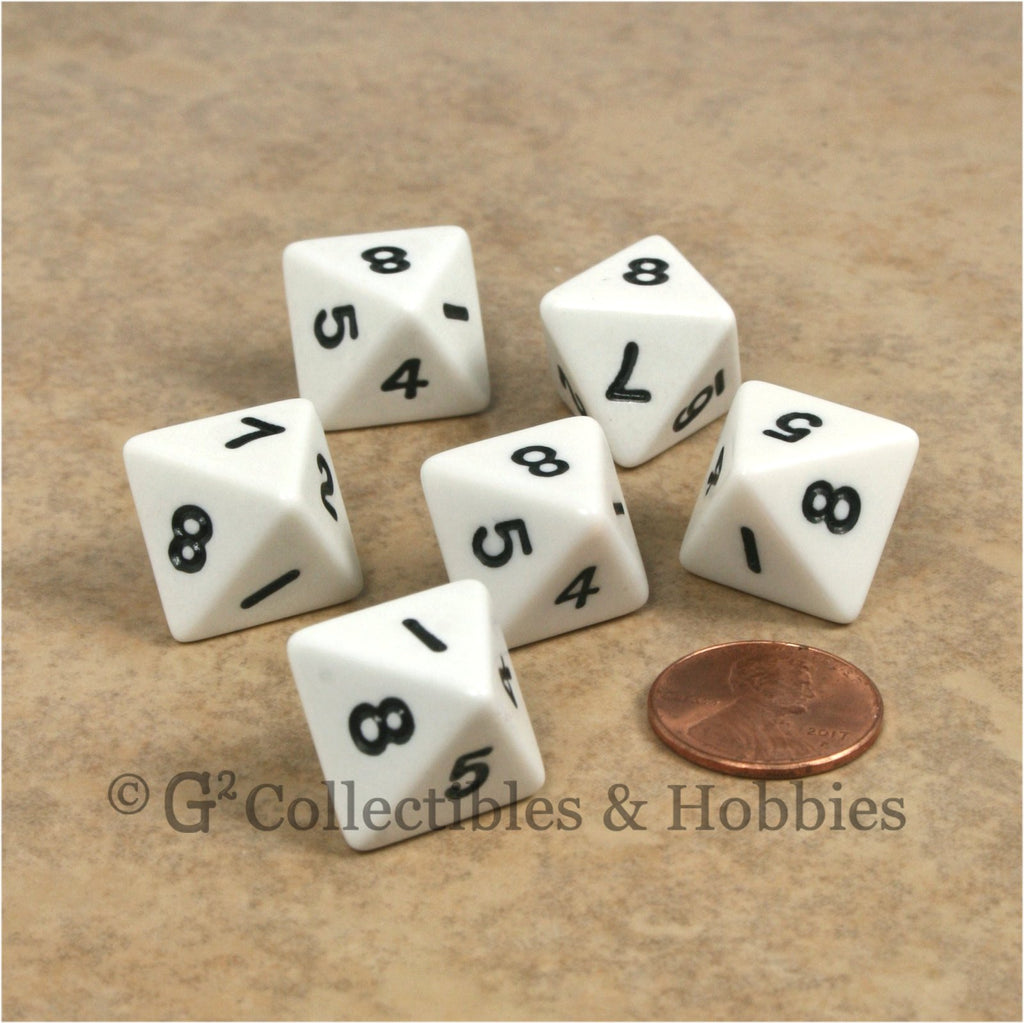 D8 RPG Dice Set : Opaque 6pc - White