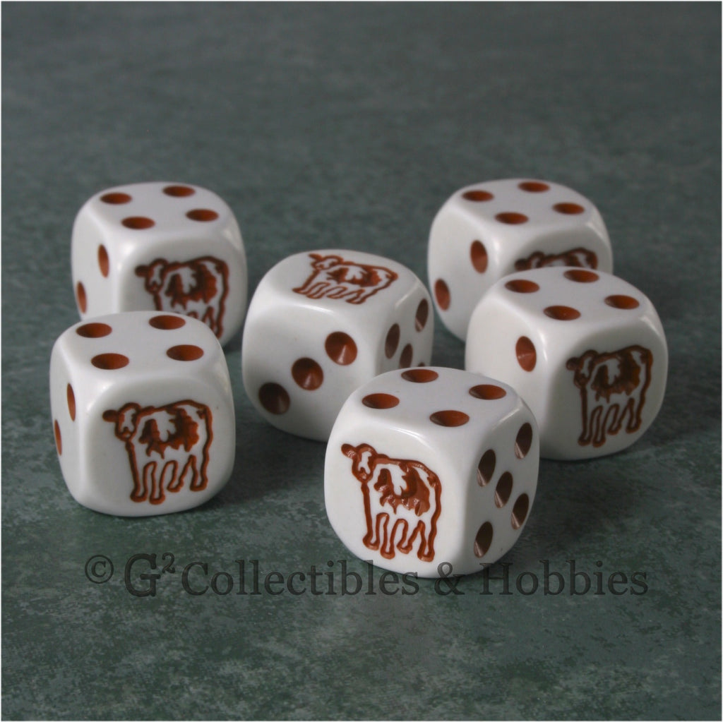 Cow 6pc Dice Set - Brown