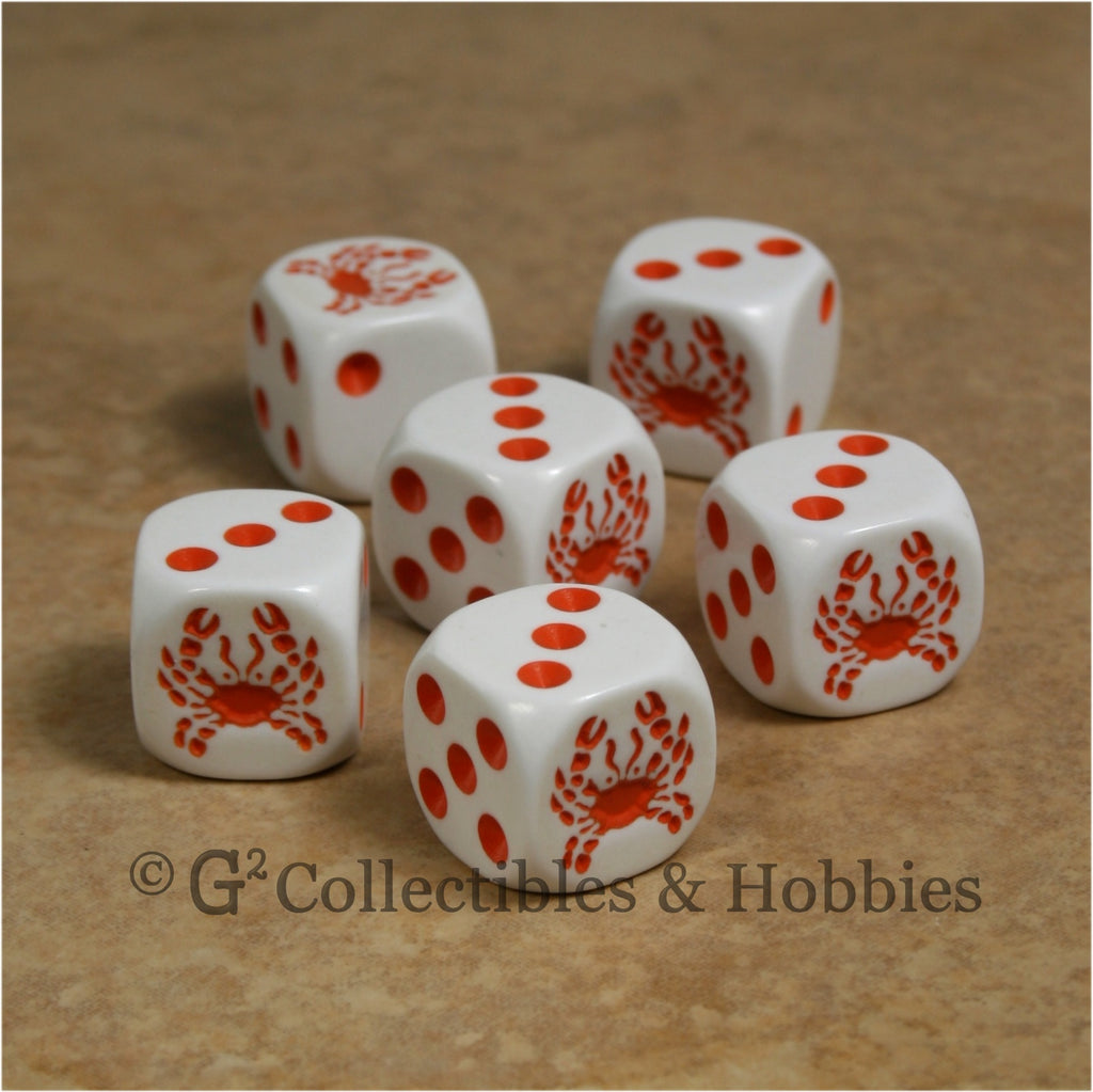 Crab 6pc Dice Set - White/Orange