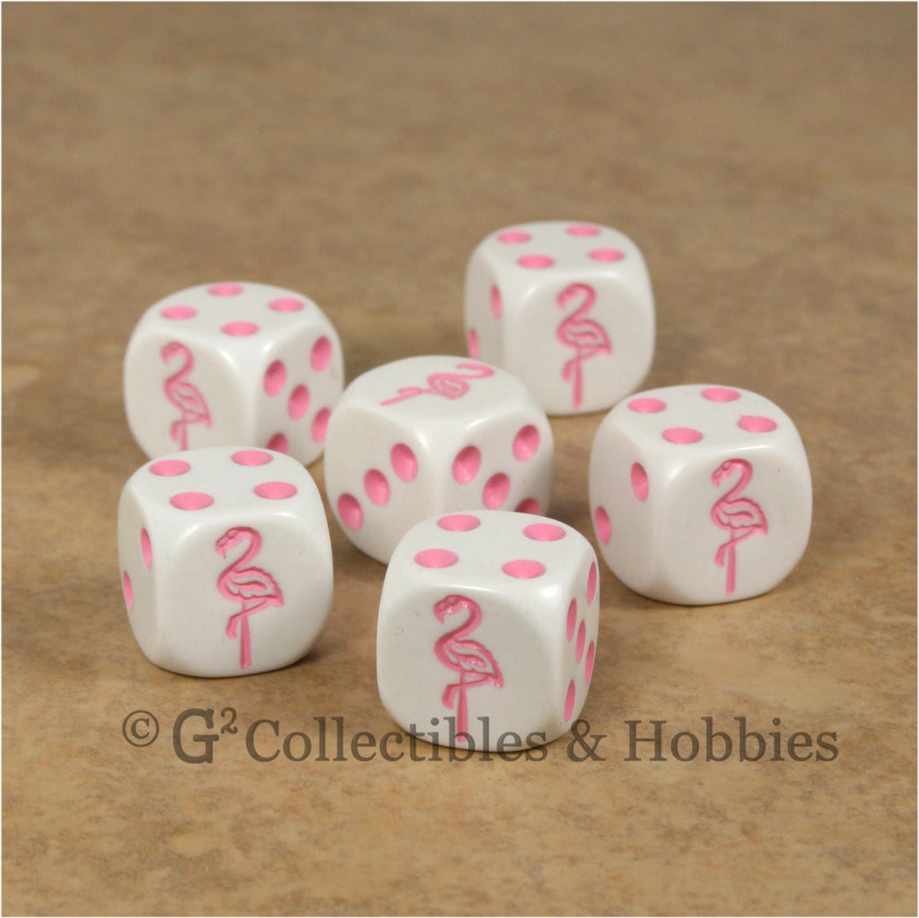 Flamingo 6pc Dice Set - White