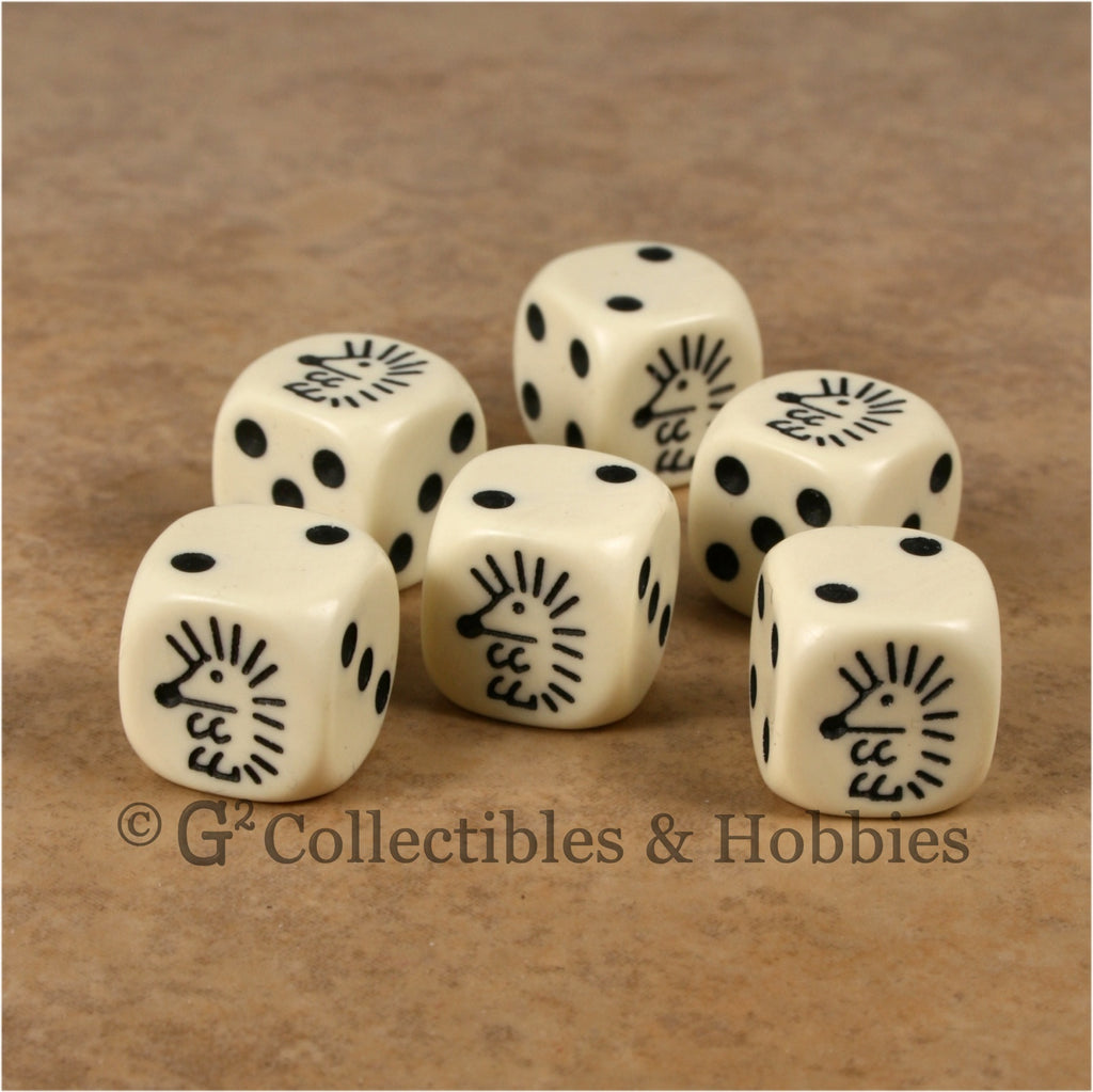 Hedgehog 6pc Dice Set - Ivory