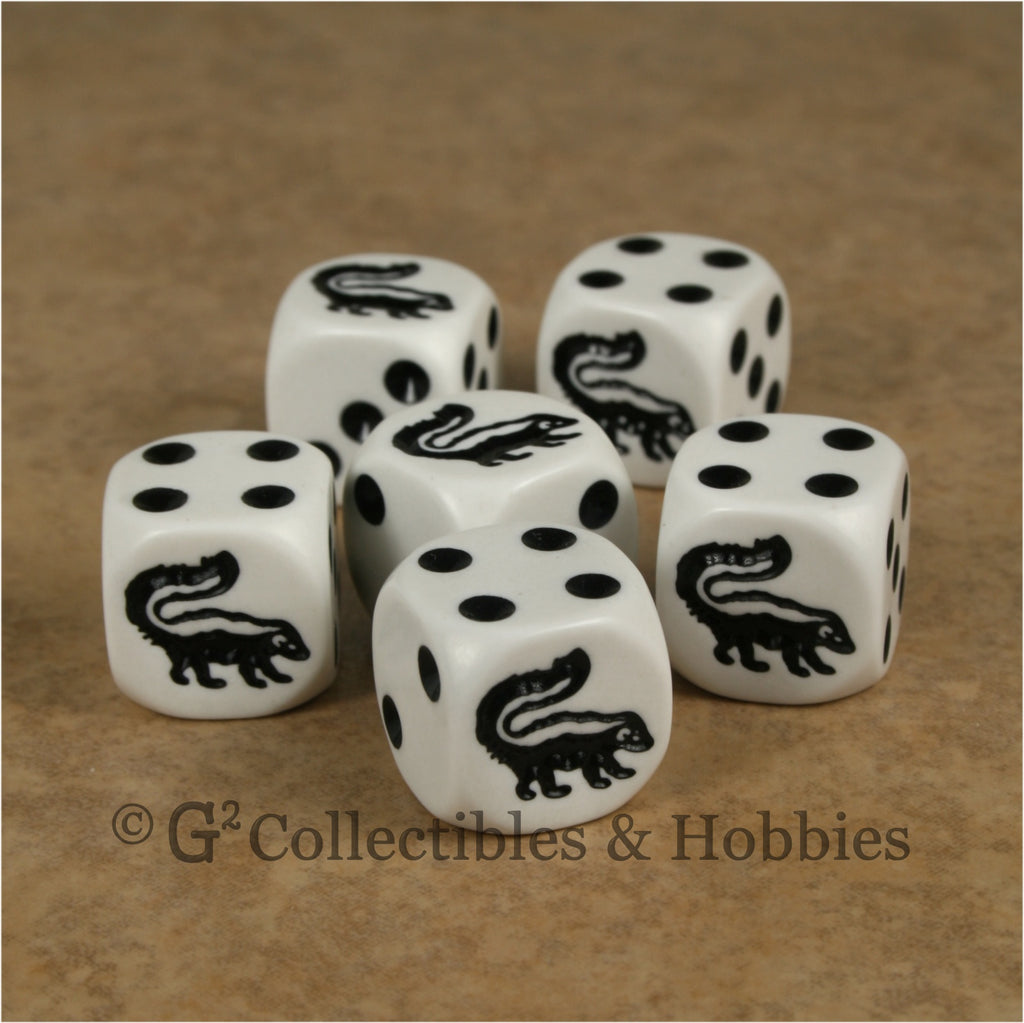 Skunk 6pc Dice Set - White