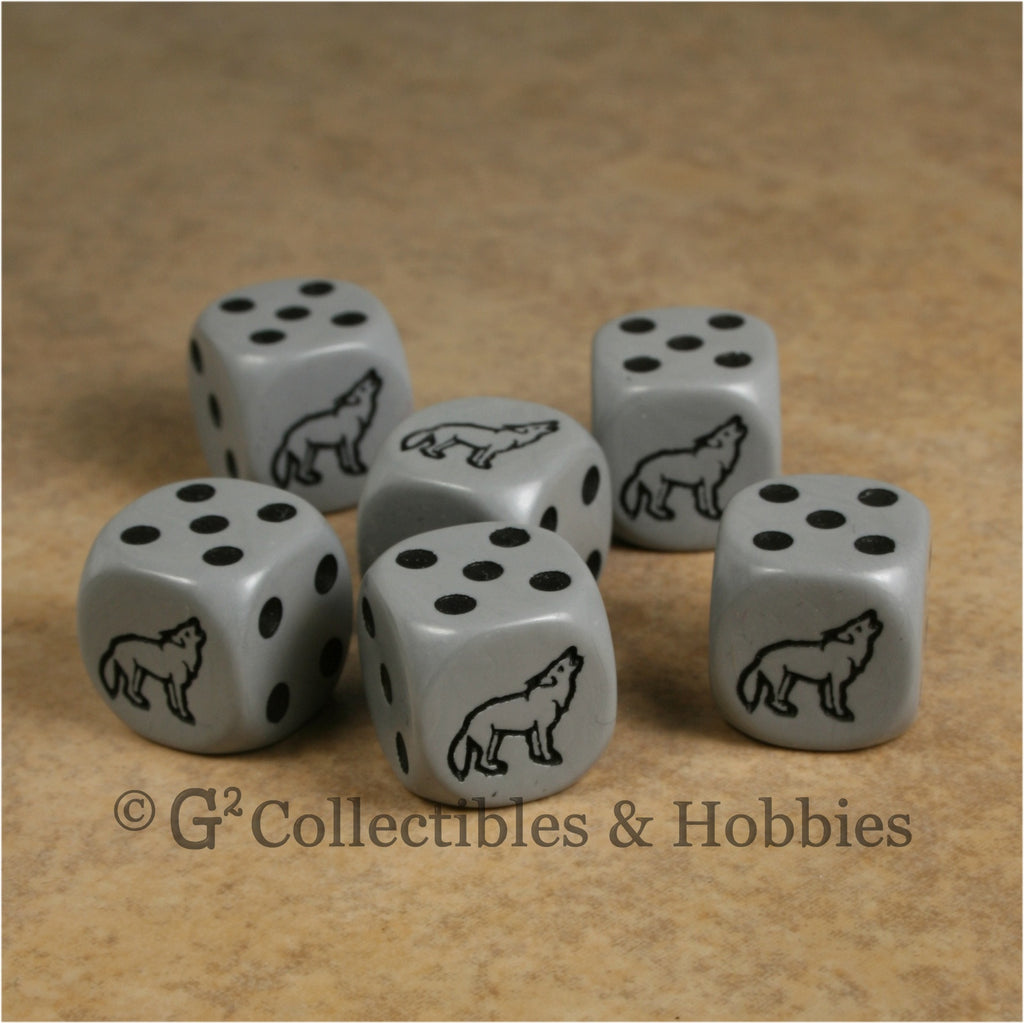 Wolf 6pc Dice Set - Gray