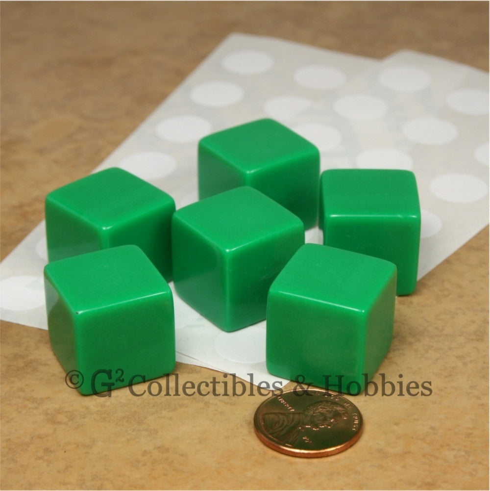 D6 19mm Blank Green 6pc Dice Set