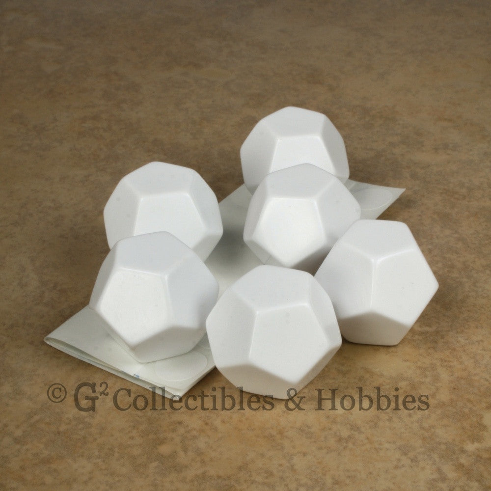 D12 25mm Blank White 6pc Dice Set