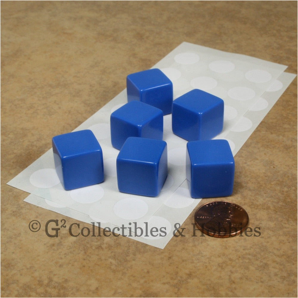 D6 16mm Blank Blue 6pc Dice Set