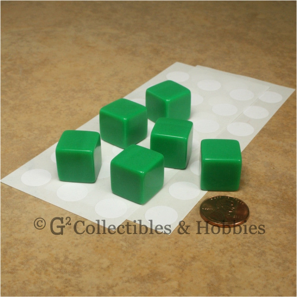 D6 16mm Blank Green 6pc Dice Set