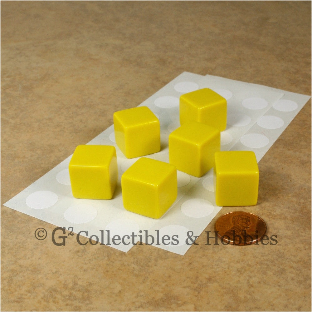 D6 16mm Blank Yellow 6pc Dice Set