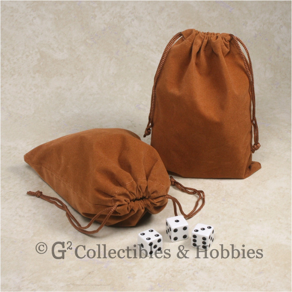 Dice Bag: Large Brown Velveteen - 2pc Set