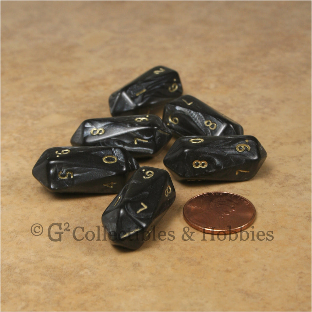 D10 Crystal Pearl Dice 6pc Set - Black