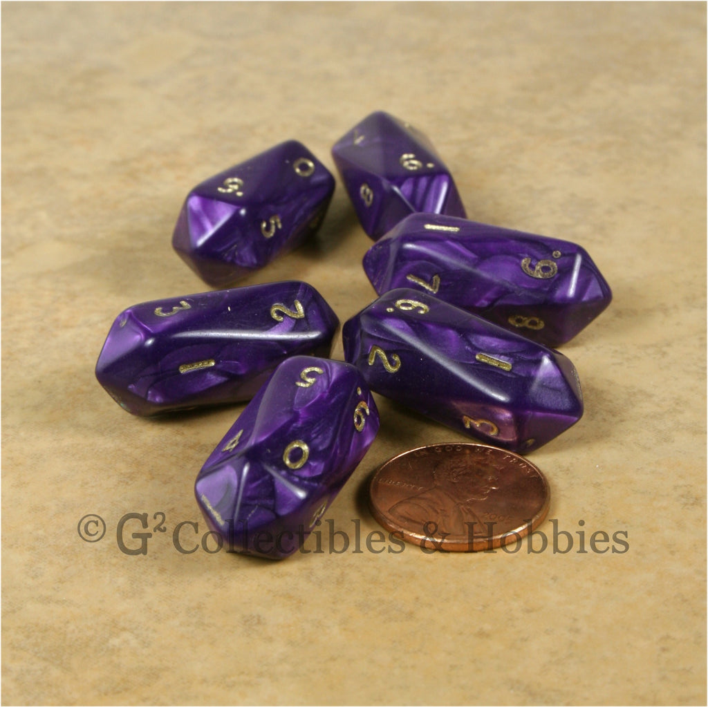 D10 Crystal Pearl Dice 6pc Set - Purple