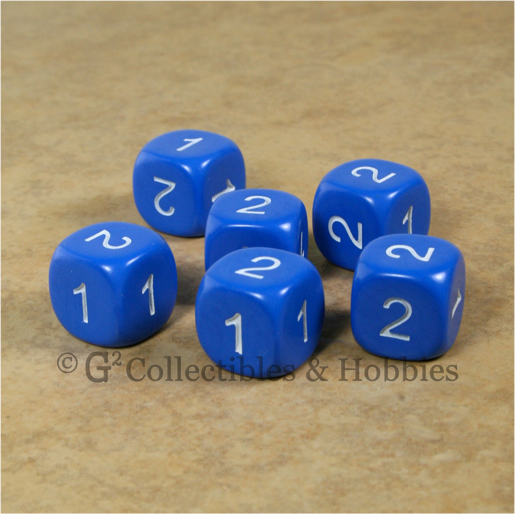 D2 (6 Sided) RPG Dice Set 6pc - Blue