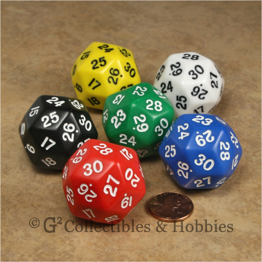 D30 Opaque 6pc Dice Set - 6 Colors