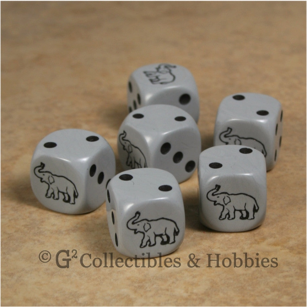 Elephant 6pc Dice Set - Gray