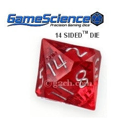 D14 Transparent Ruby Red Gamescience Gem Die