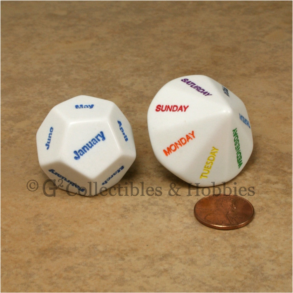 D12 Months of the Year & D14 Days of the Week Dice Set