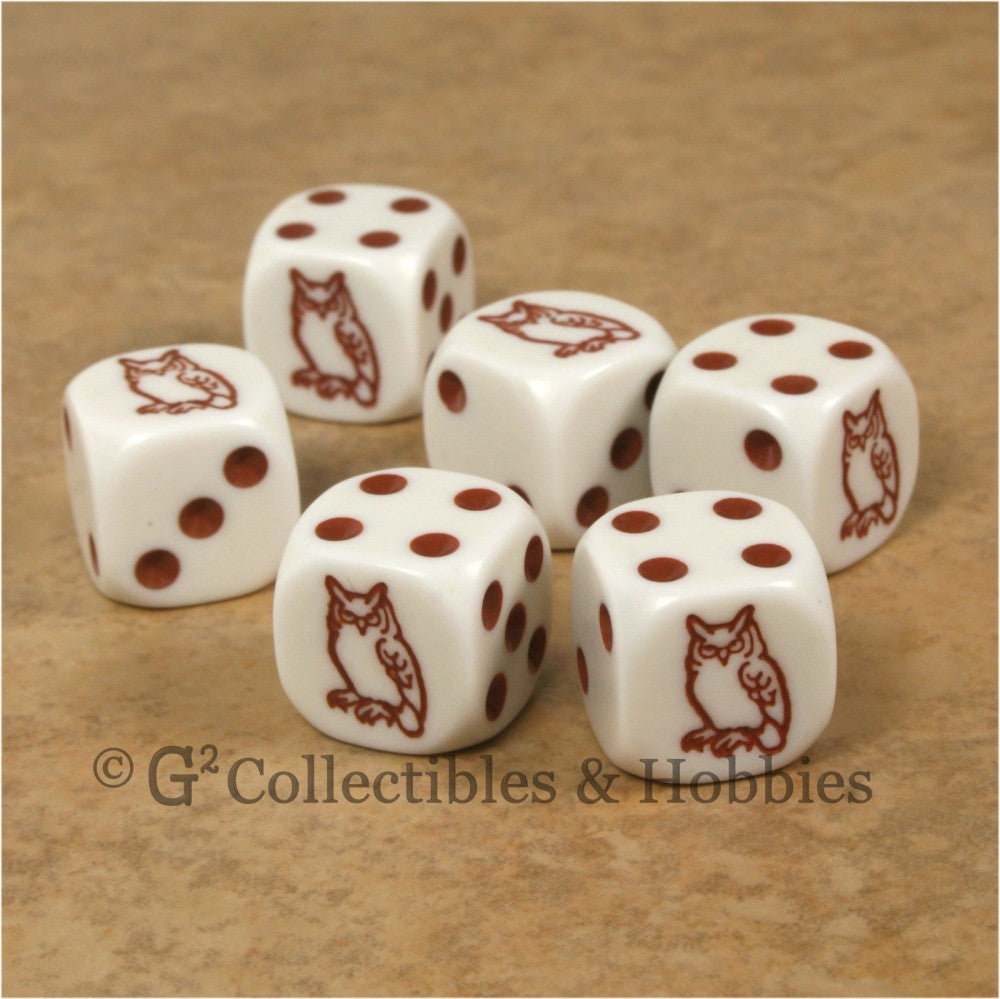 Owl 6pc Dice Set - Brown Owl
