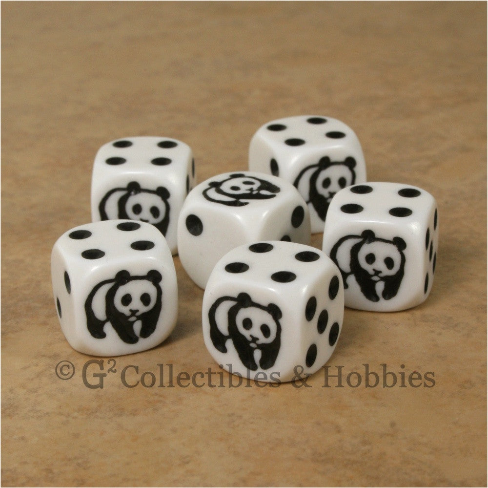 Panda 6pc Dice Set - White