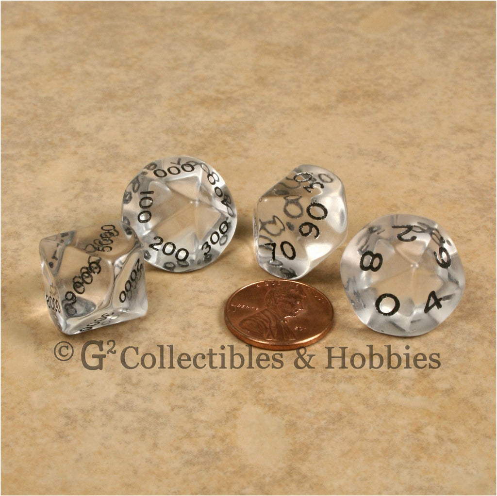 D10 Transparent Clear Place Value Dice Tens 4pc Set