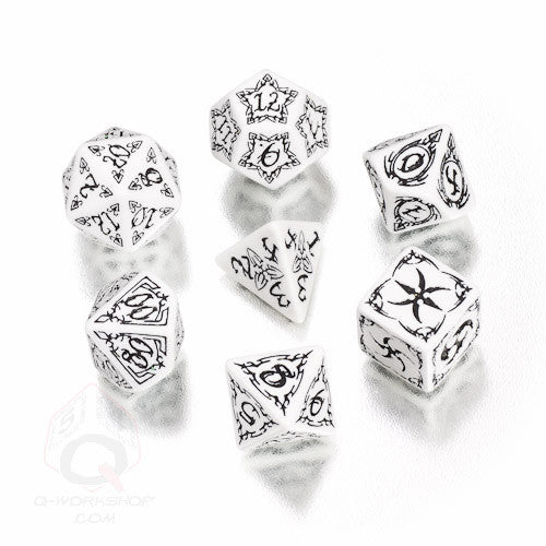 RPG Dice Set Tribal White with Black 7pc
