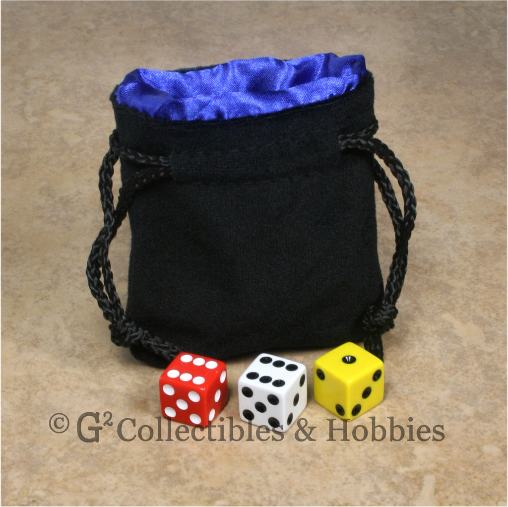 Dice Bag: Small Black Velvet with Blue Satin Lining