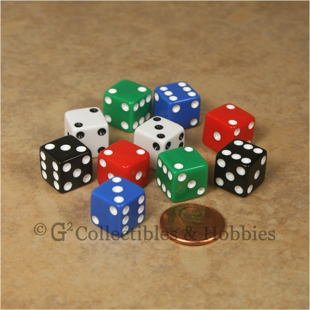 D6 12mm Opaque Multicolored 10pc Dice Set