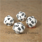 D10 (20 Sided) 0-9 Twice RPG Dice Set 4pc - White