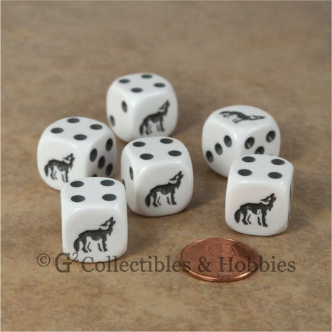 Wolf 6pc Dice Set - White