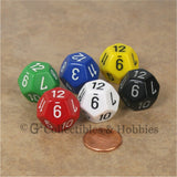 D12 RPG Dice Set : Opaque 6pc - 6 Colors