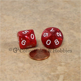 D10 Pearlized Red with White Numbers 10pc Dice Set