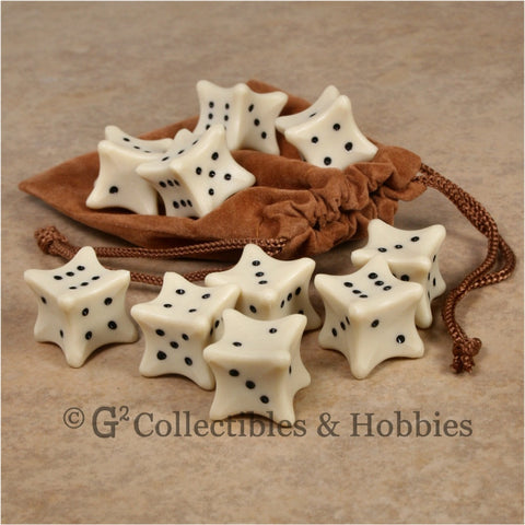 D6 10pc Dice Bones & Bag Set