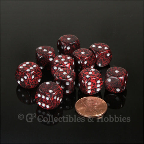 D6 12mm Speckled Silver Volcano with Silver Pips 10pc Dice Set