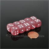 D6 12mm Frosted Red with White Pips 10pc Dice Set