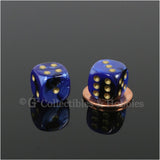 D6 12mm Gemini Blackl Blue with Gold Pips 10pc Dice Set