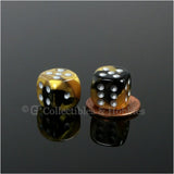 D6 12mm Gemini Black/Gold with Silver Pips 10pc Dice Set