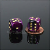 D6 12mm Gemini Black/Purple with Gold Pips 10pc Dice Set