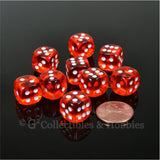 D6 12mm Transparent Orange with White Pips 10pc Dice Set