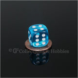 D6 12mm Transparent Teal with White Pips 10pc Dice Set