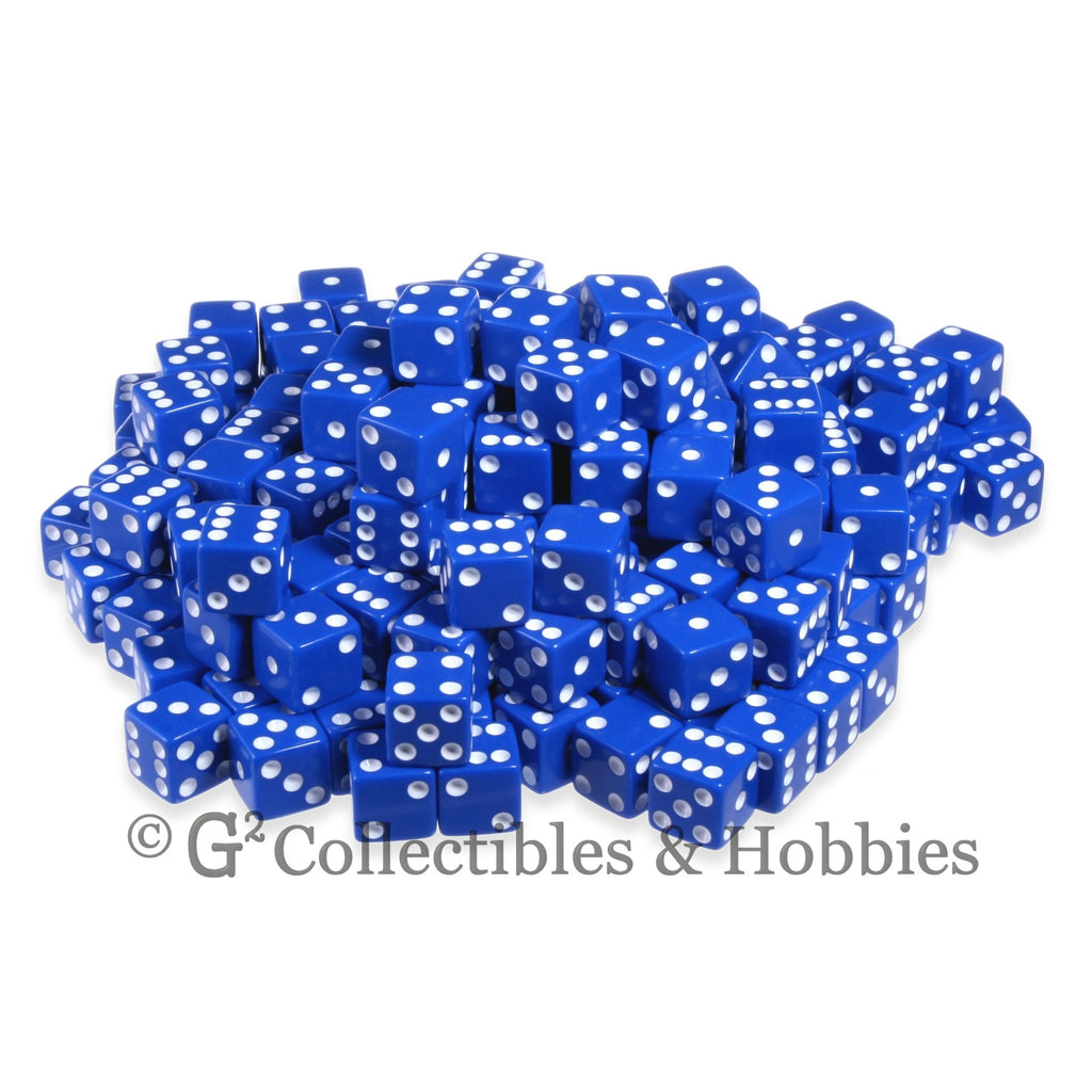 D6 16mm Opaque Blue with White Pips 200pc Bulk Set