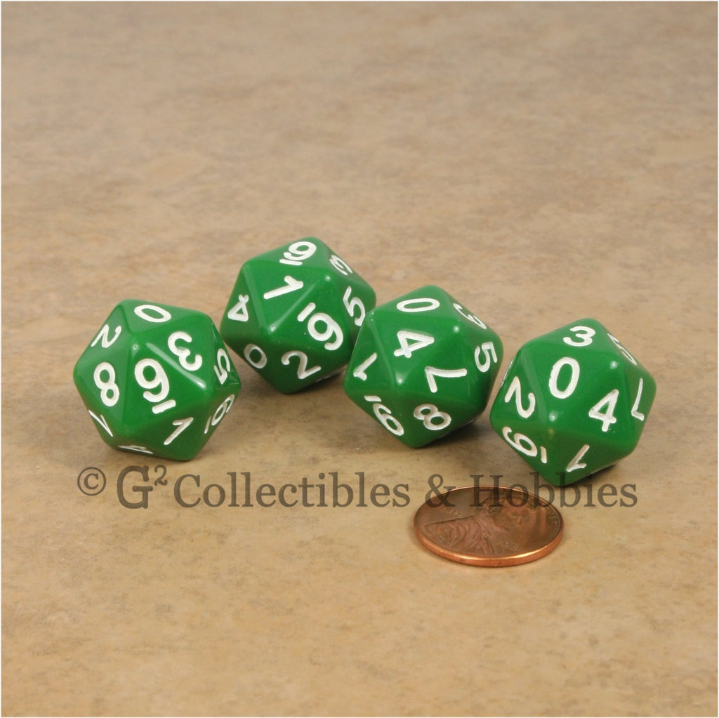 D10 (20 Sided) 0-9 Twice RPG Dice Set 4pc - Green