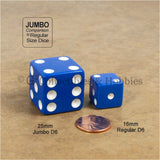 D6 25mm Opaque Blue with White Pips 6pc Dice Set