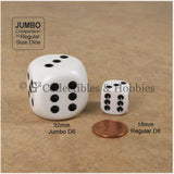 D6 Jumbo 32mm Rounded Edge Dice Pair - Black & White