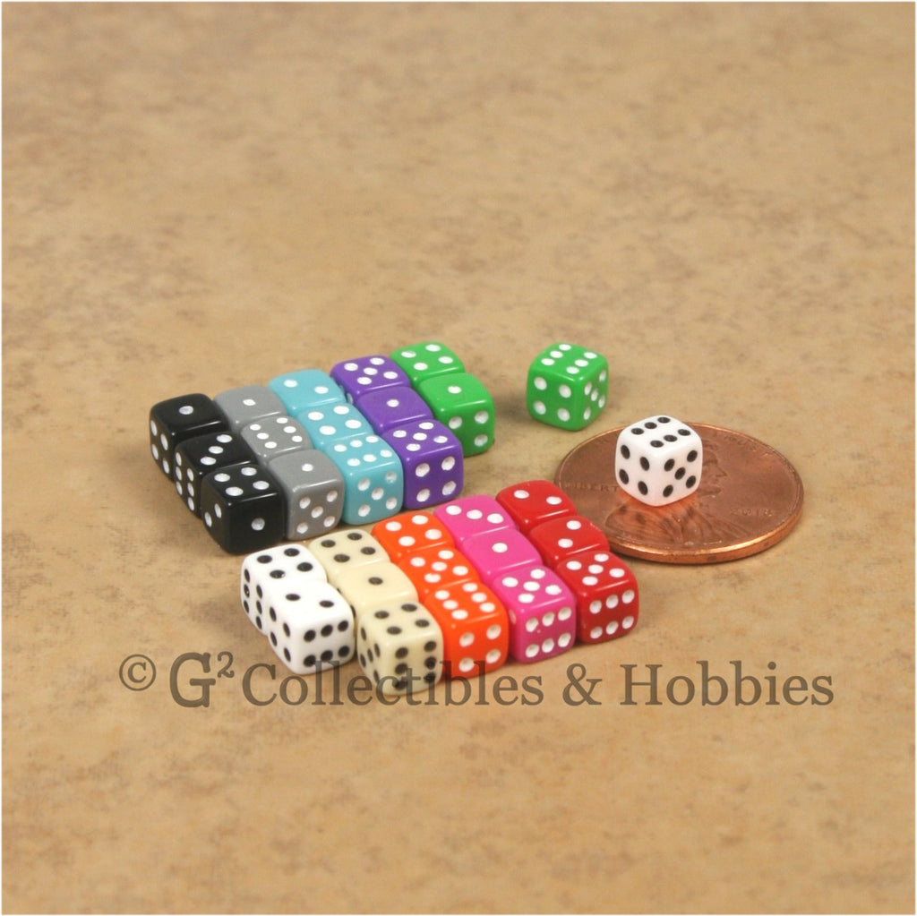 D6 5mm Deluxe Rounded Edge Opaque 30pc Dice Set - 10 Colors