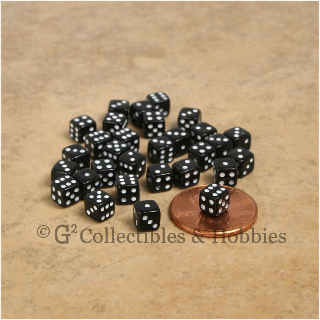 D6 5mm Deluxe Rounded Edge 30pc MINI Dice Set - Opaque Black
