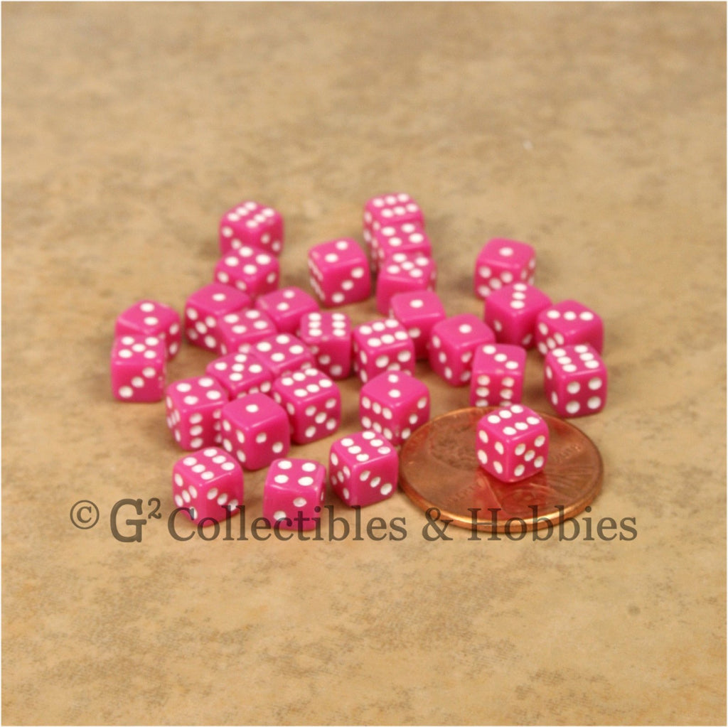 D6 5mm Deluxe Rounded Edge 30pc MINI Dice Set - Opaque Pink